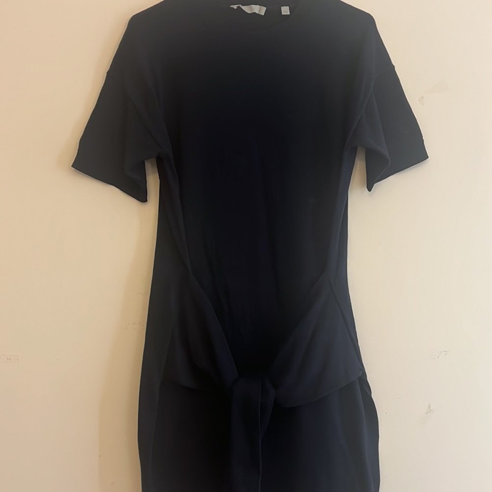 Vince Navy Blue Short Sleeve Cotton Sweater Dress Size Small